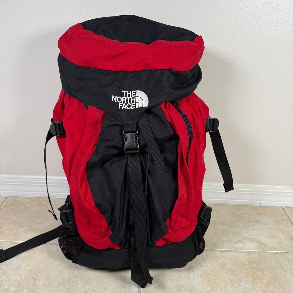The North Face Backpack Rucksack Large Red Black Vintage 1990s Hiking Technical